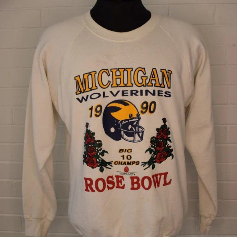 Michigan Wolverines Rose Bowl 1990 Football Graphic Unisex Sweatshirt - Picture 1 of 4